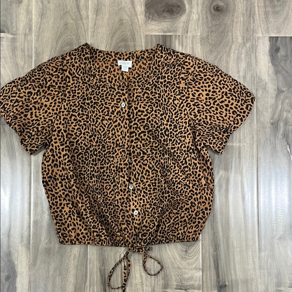 J. Crew Black and Brown Short Sleeve Button Down Shirt